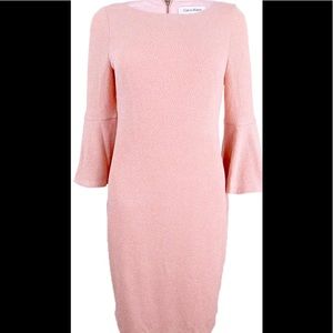 Calvin Klein Petite Blush Metallic Bell Sleeve Dress Size 2P - New